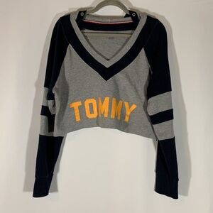 Tommy Hilfiger Black, Grey & Yellow Cropped Sweater Top